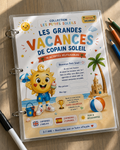 Cahier réutilisable Les Grandes Vacances de Copain Soleil ☀️
Jeux, découvertes, anglais & espagnol – 3 à 7 ans